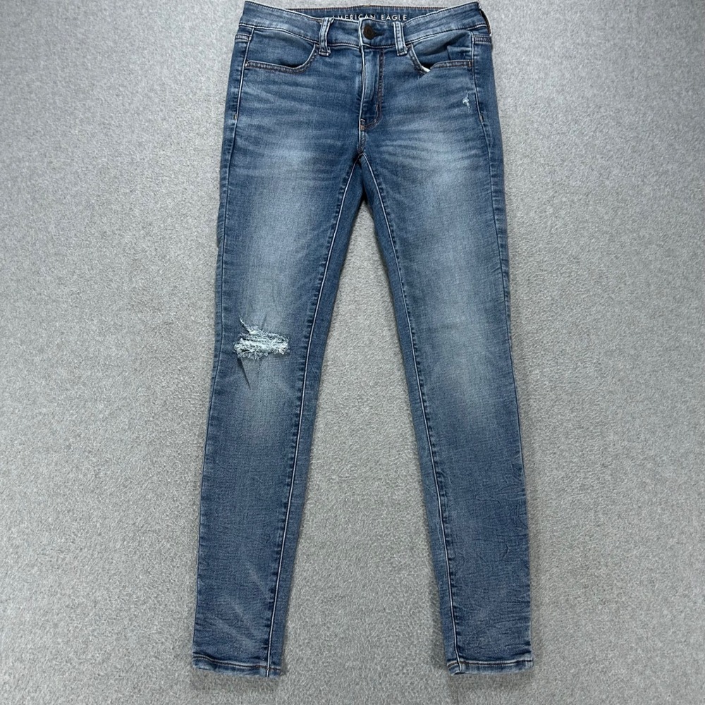 American Eagle Jegging Super Stretch Womens 28 Blue Distressed Casual Y2K